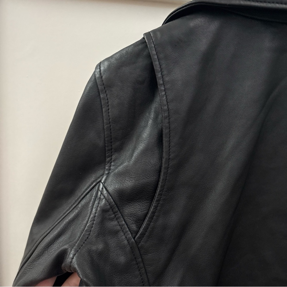 Maje Bostep Blouson Moto Lambskin Leather Jacket FR 40 or US 8 Black Biker - Picture 9 of 14